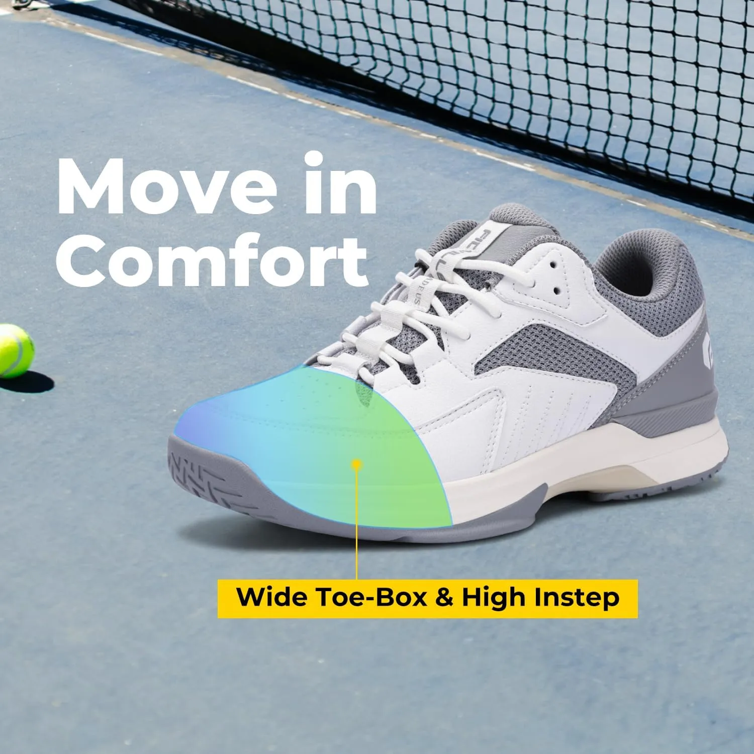 FitVille Mens Wide Pickleball Shoes All Court Tennis Shoes with Arch Support for Plantar Fasciitis