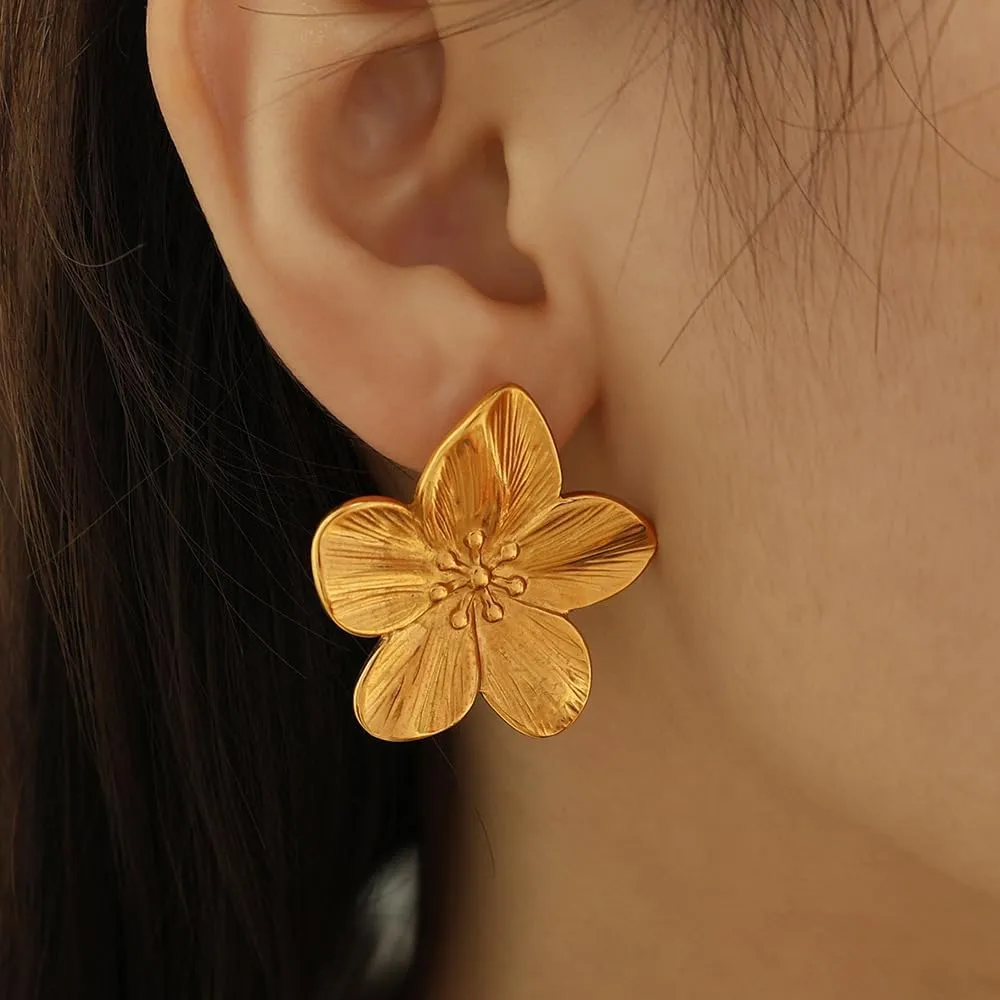 Flower Earrings for Women Big Statement Earrings for Women Floral Earrings Daisy Earrings Pink Gold Silver Orange Black White Flower Stud Earrings Summer Spring Fancy Earrings