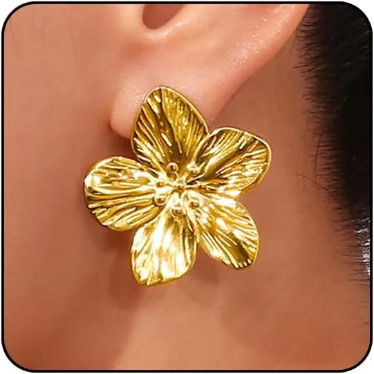 Flower Earrings for Women Big Statement Earrings for Women Floral Earrings Daisy Earrings Pink Gold Silver Orange Black White Flower Stud Earrings Summer Spring Fancy Earrings