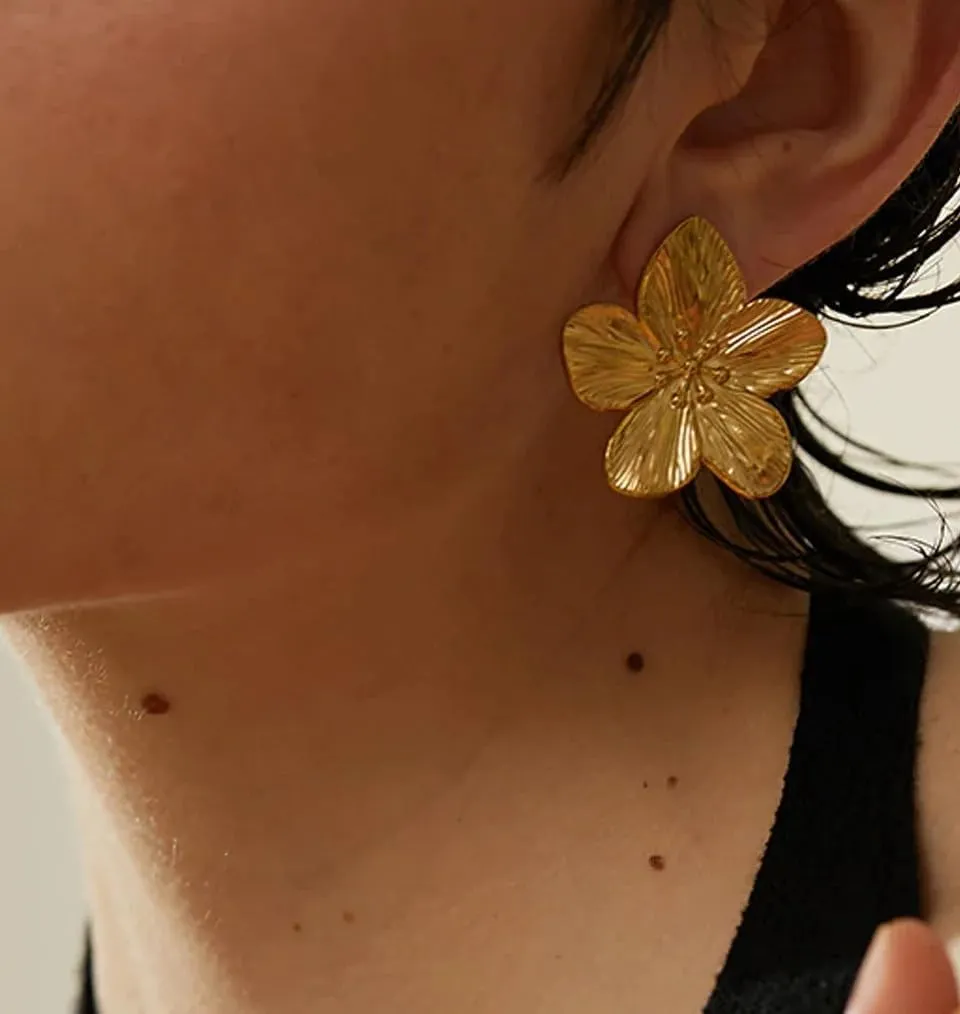 Flower Earrings for Women Big Statement Earrings for Women Floral Earrings Daisy Earrings Pink Gold Silver Orange Black White Flower Stud Earrings Summer Spring Fancy Earrings