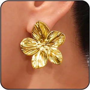 Flower Earrings for Women Big Statement Earrings for Women Floral Earrings Daisy Earrings Pink Gold Silver Orange Black White Flower Stud Earrings Summer Spring Fancy Earrings