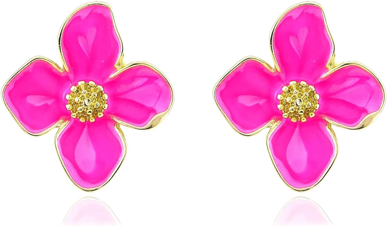Flower Stud Earrings for Women Colorful Enamel Flower Statement Earrings Cute Gold Flowers Bud Earring Irregular Petal Earring Elegant Pastel Floral Earrings for Women Trendy Jewelry