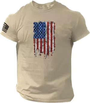 Fourth of July Men Shirt American Flag Printed T-Shirts Short Sleeve Tops Crewneck Casual Shirt Patriotic Tee Shirts