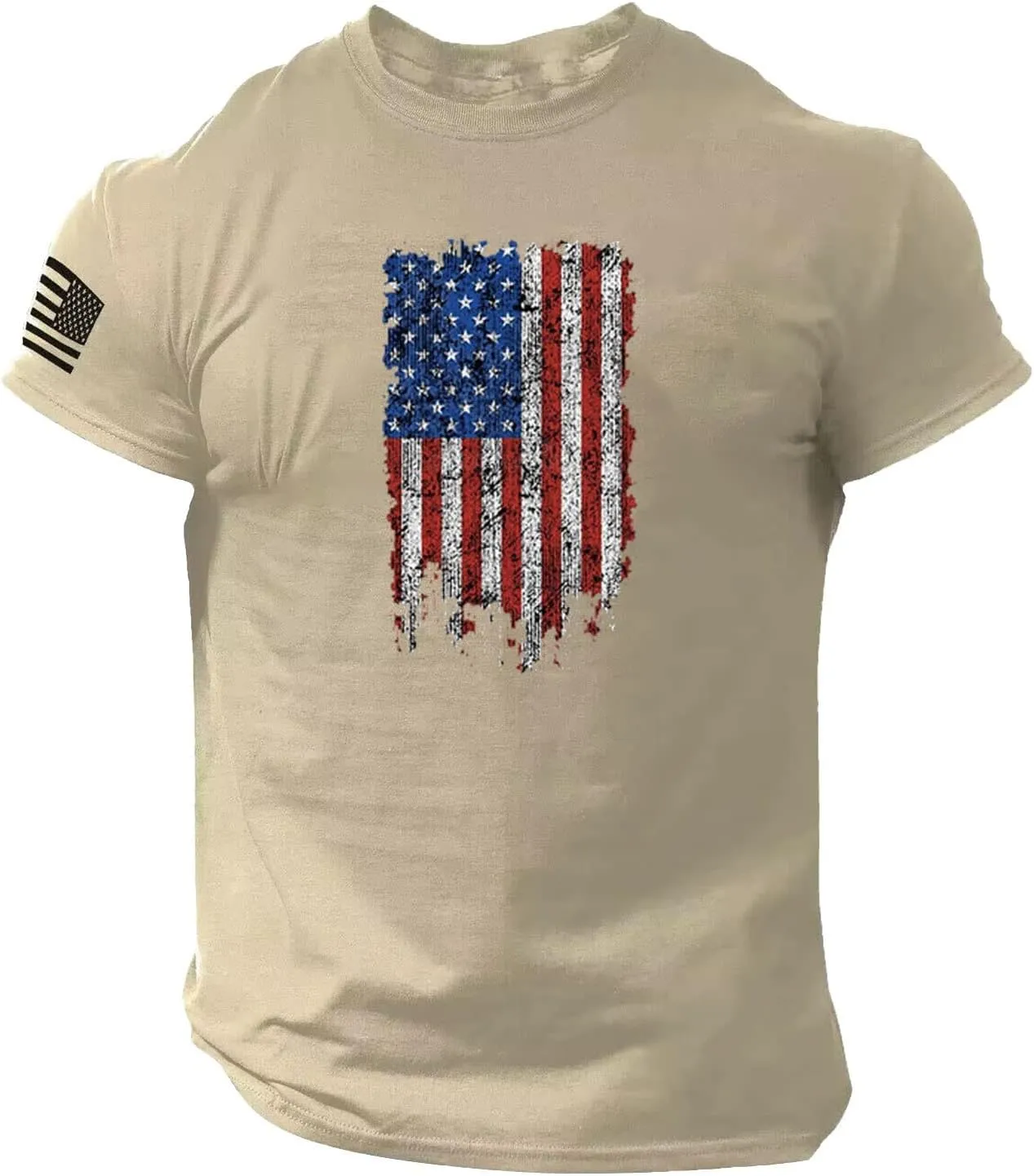 Fourth of July Men Shirt American Flag Printed T-Shirts Short Sleeve Tops Crewneck Casual Shirt Patriotic Tee Shirts