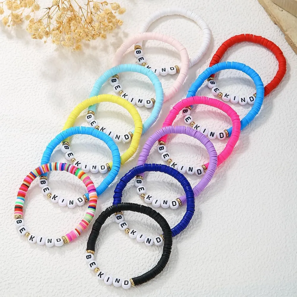 Friendship Bracelets Boho Stackable Bracelets for Women Beach Jewelry Surfer Heishi Clay Bead Bracelets