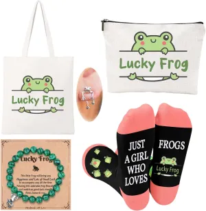 Frog Gifts for Frog Lovers Set Frog Cosmetic Bag Frog Bracelets Frog Socks Frog Earrings -Perfect for Frog Lovers
