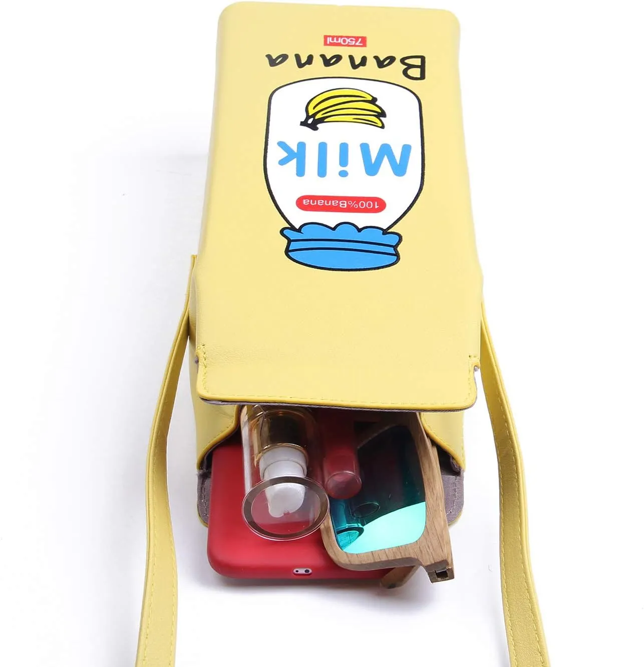 Fruits Banana Strawberry Milk Box Cross Body Purse Bag Women Phone Wallet Shoulder Bags
