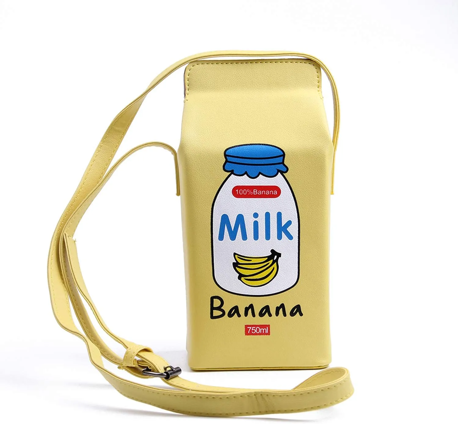 Fruits Banana Strawberry Milk Box Cross Body Purse Bag Women Phone Wallet Shoulder Bags