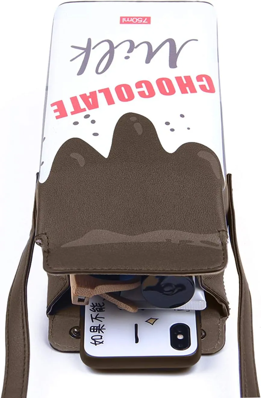 Fruits Banana Strawberry Milk Box Cross Body Purse Bag Women Phone Wallet Shoulder Bags