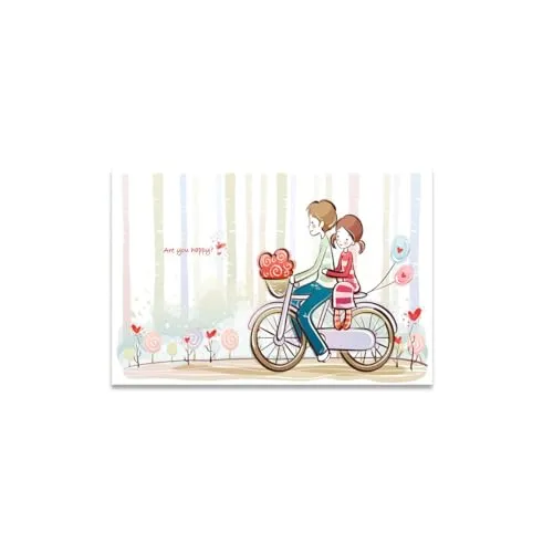 GADGETS WRAP Canvas Gallery Wrap Framed for Home Office Studio Living Room Decoration (11x9inch) - Cute Valentine Love Couple Cartoon