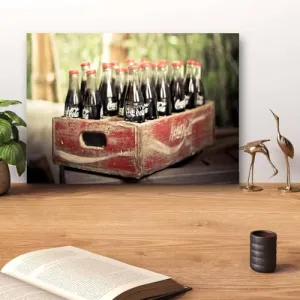 GADGETS WRAP Canvas Gallery Wrap Framed for Home Office Studio Living Room Decoration (14x11inch) - Old Coca Cola Bottles