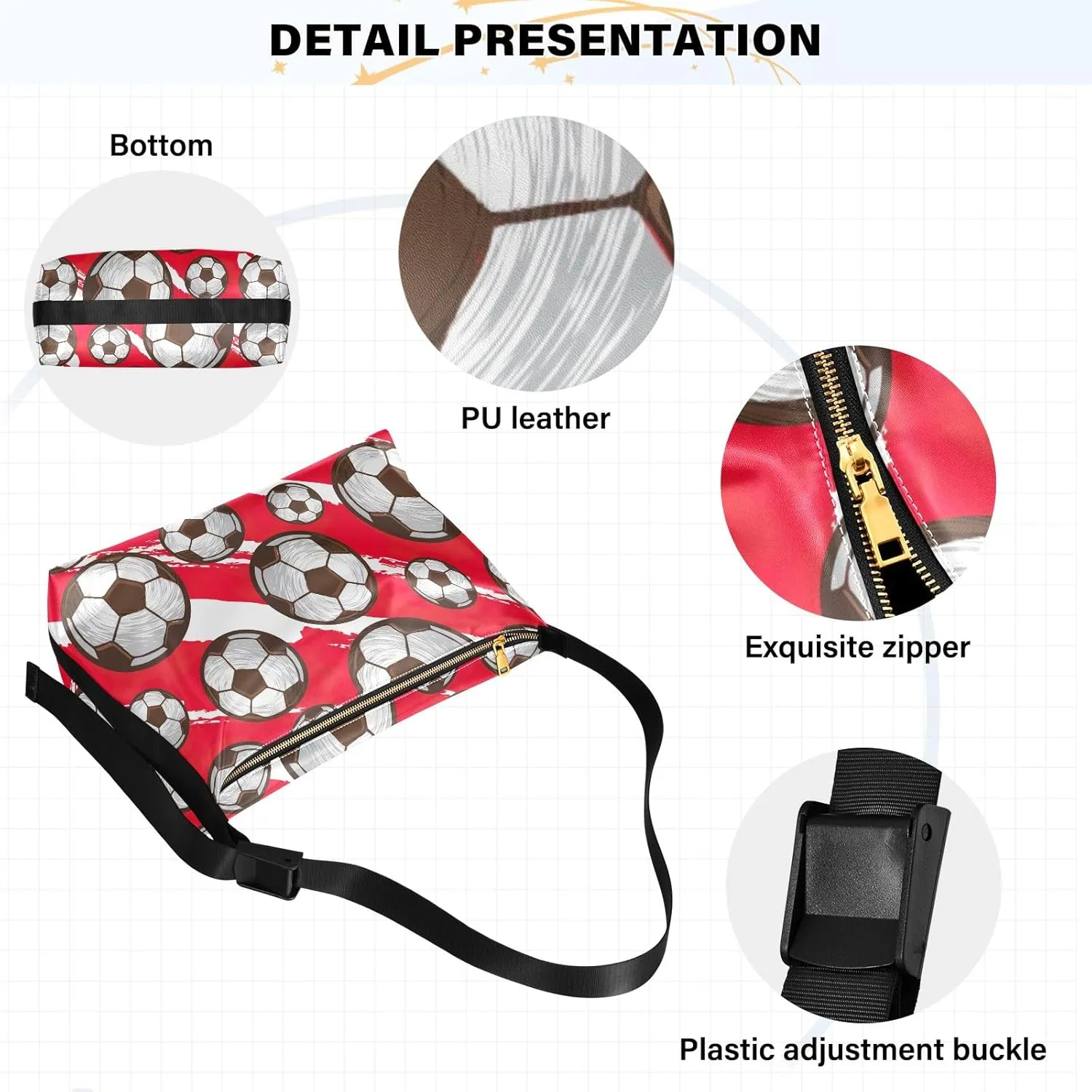 GAIGEO Football And Soccer Leather Satchel Shoulder Bag, Women's Shoulder Bags, Large Crossbody Bag