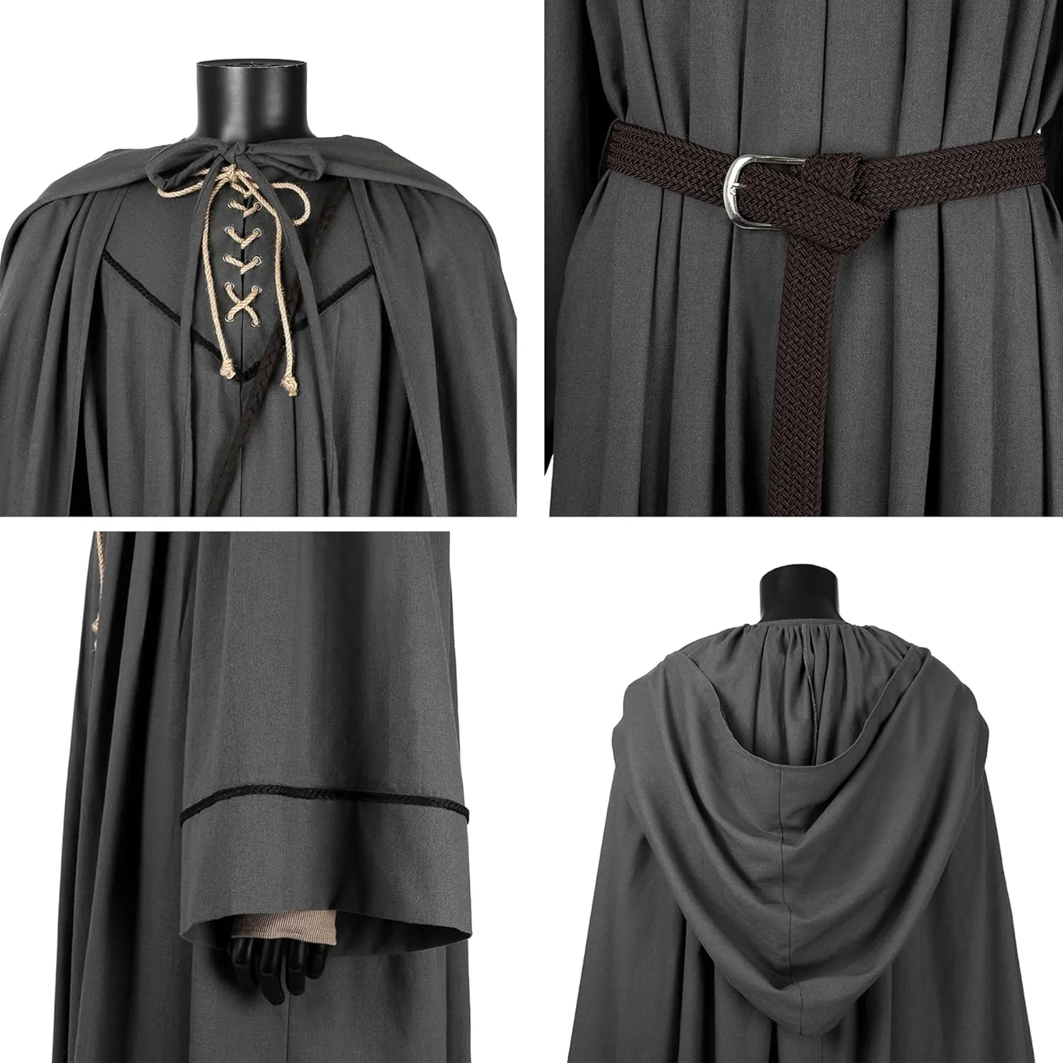 Gandalf Costume Lord Rings Wizard Costume Robe Cloak with Belt Halloween Gandalf Costume Adult Men