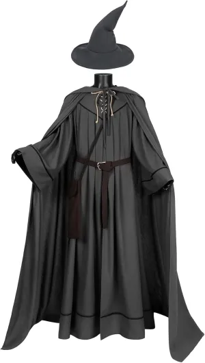Gandalf Costume Lord Rings Wizard Costume Robe Cloak with Belt Halloween Gandalf Costume Adult Men