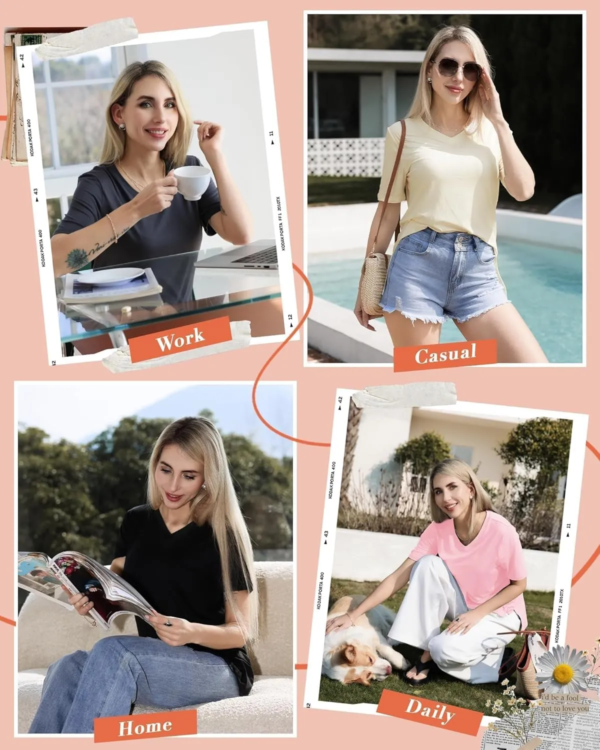 GAYHAY 3 Pack V Neck T Shirts for Women - Casual Loose Fit Spring Summer Tops Trendy Soft Short Sleeve Basics Tees 2025
