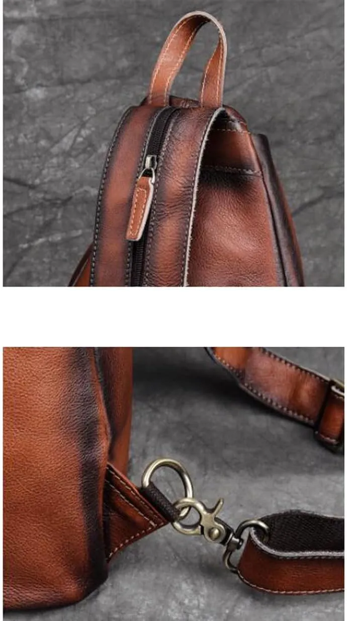 Genuine Leather Backpacks Mens Shoulder Bags Casual Daypacks Briefcases Waist Packs Laptop Bags Travel Bags(Brown2)