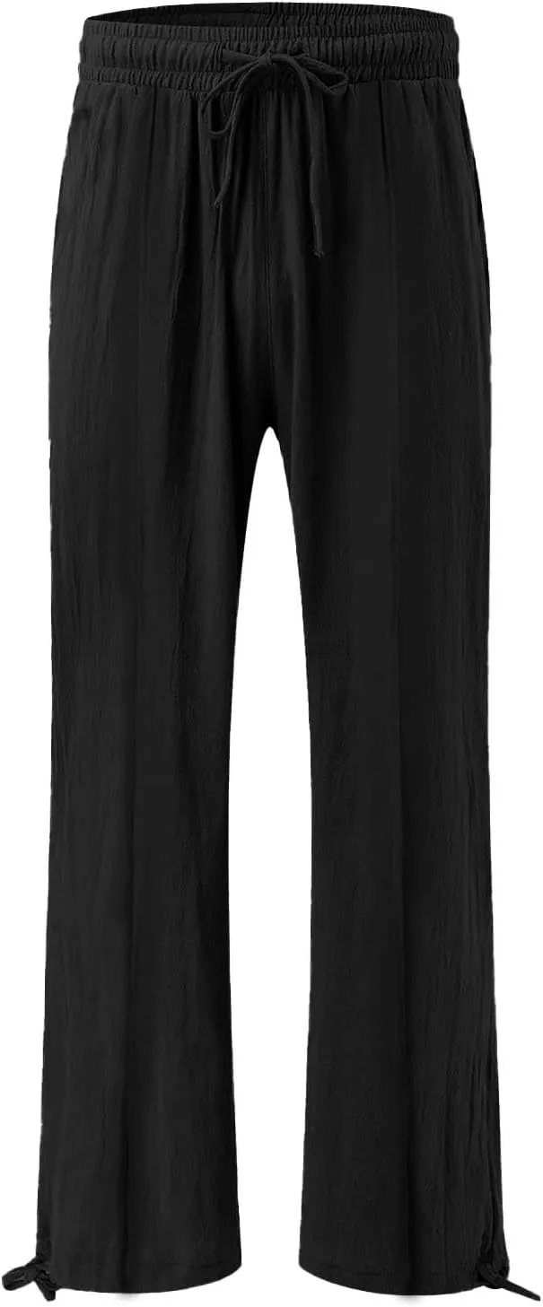 GIERIDUC Wide Leg Dress Pants Womens Palazzo 2025 Baggy Linen Trousers Flowy Summer High Waisted Business Work Casual Pants