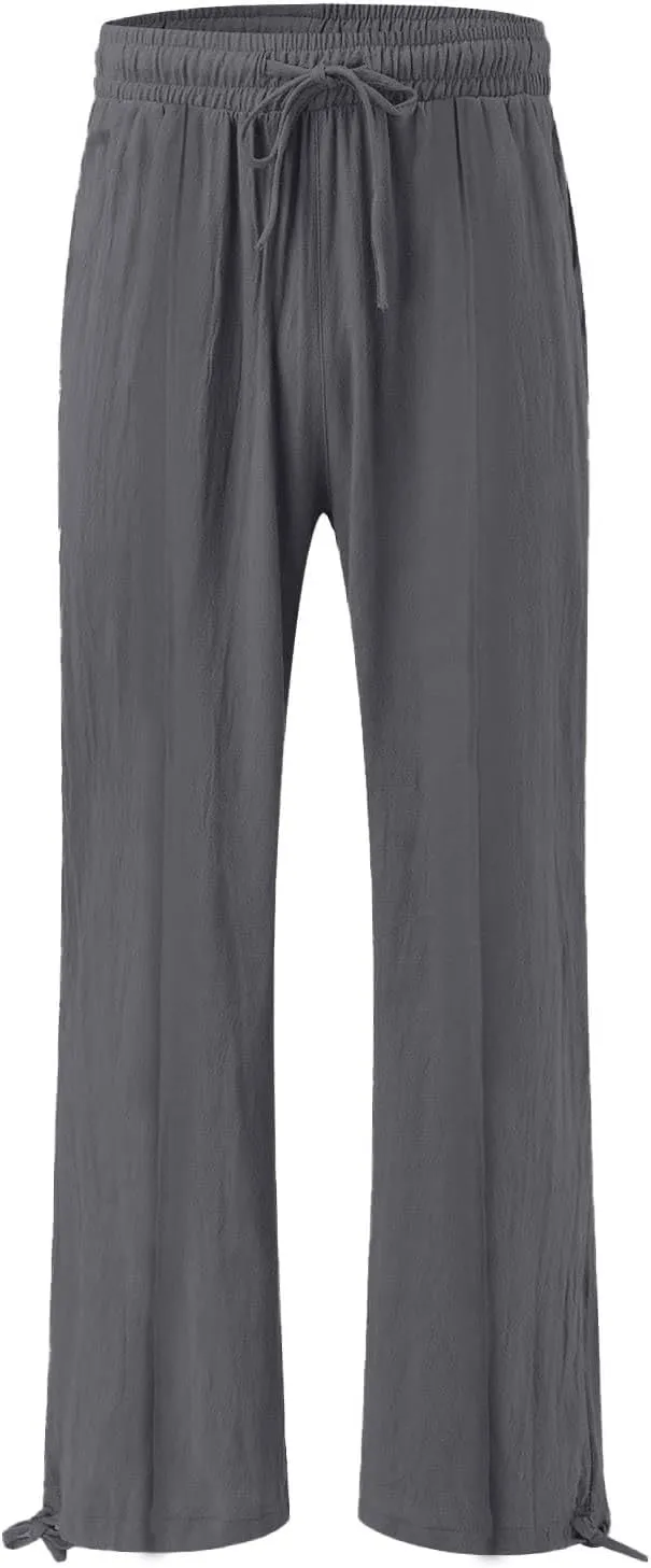GIERIDUC Wide Leg Dress Pants Womens Palazzo 2025 Baggy Linen Trousers Flowy Summer High Waisted Business Work Casual Pants