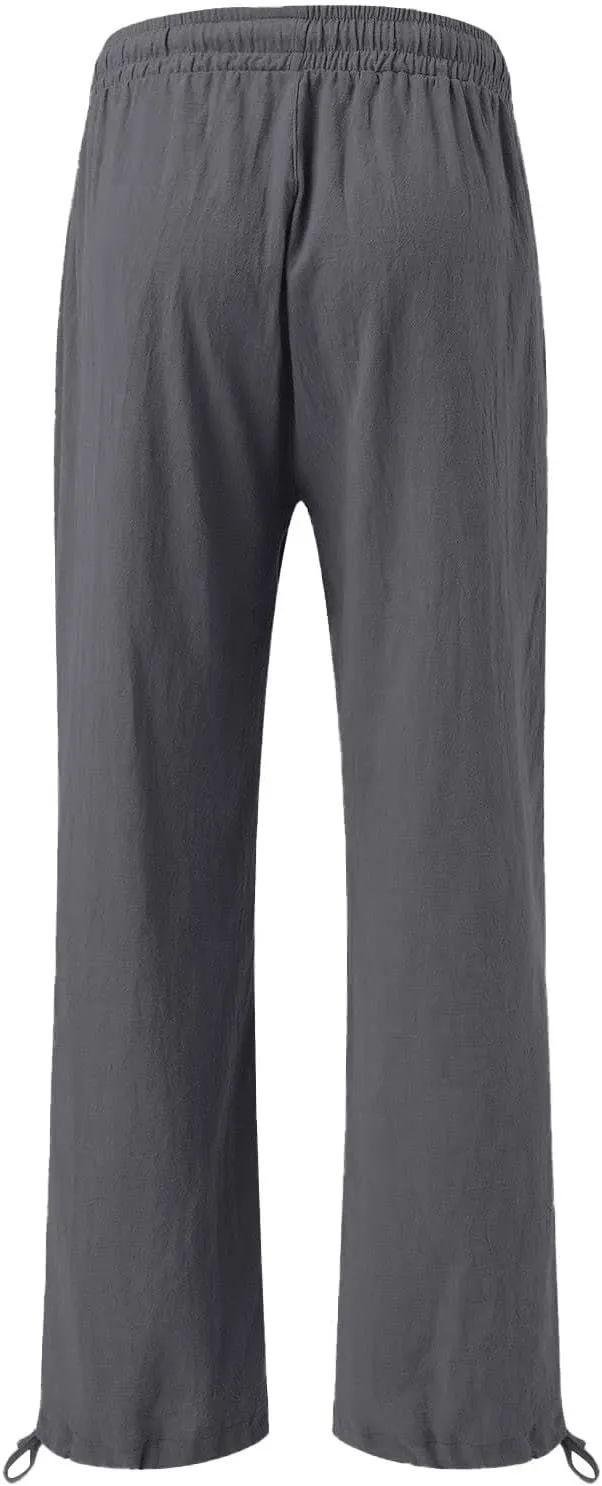 GIERIDUC Wide Leg Dress Pants Womens Palazzo 2025 Baggy Linen Trousers Flowy Summer High Waisted Business Work Casual Pants