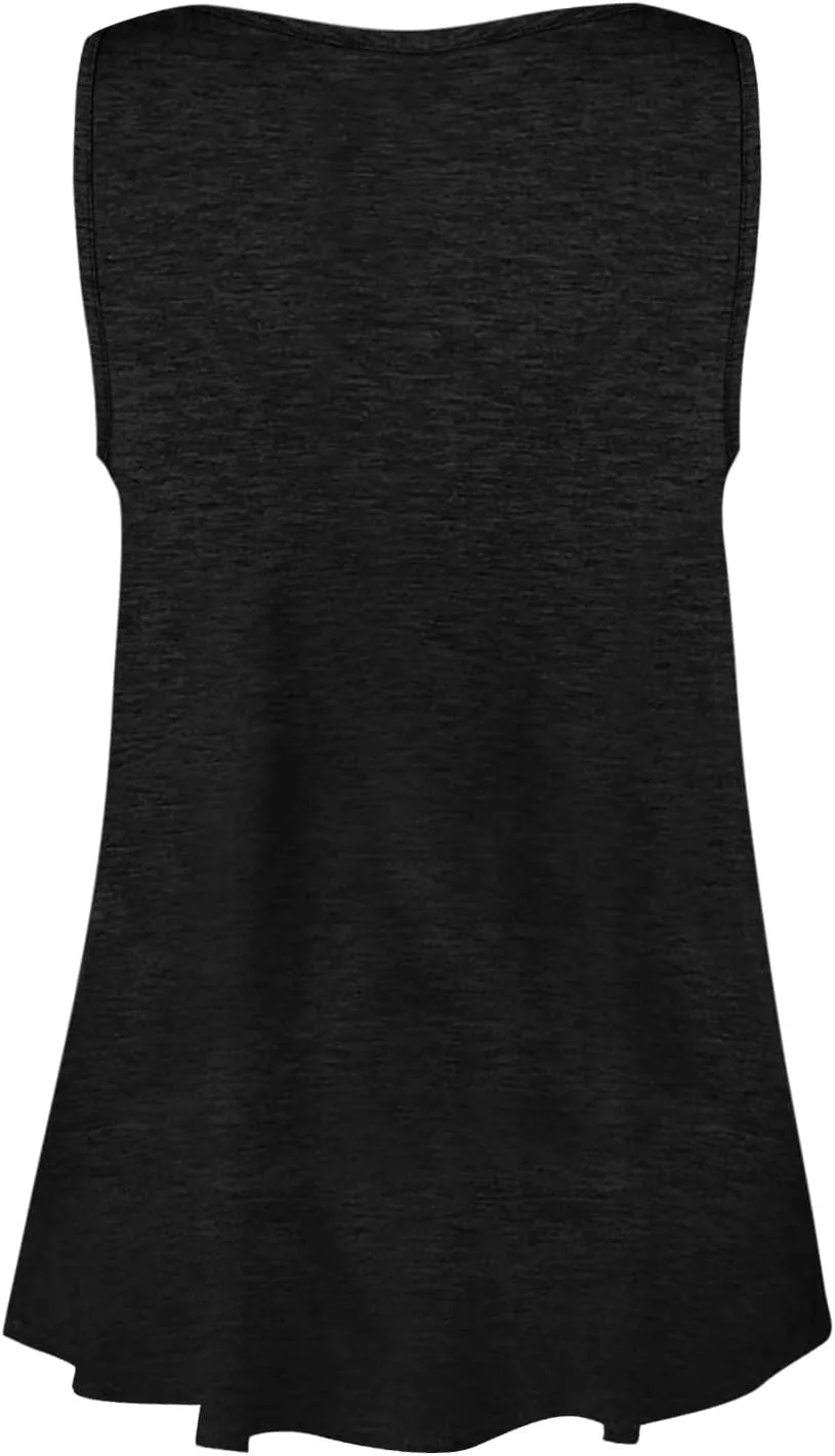 GOFULY Tank Top for Women Loose Fit Solid Plain Summer Oversized T Shirts Plus Size Tank Henley Button Down Sleeveless Top
