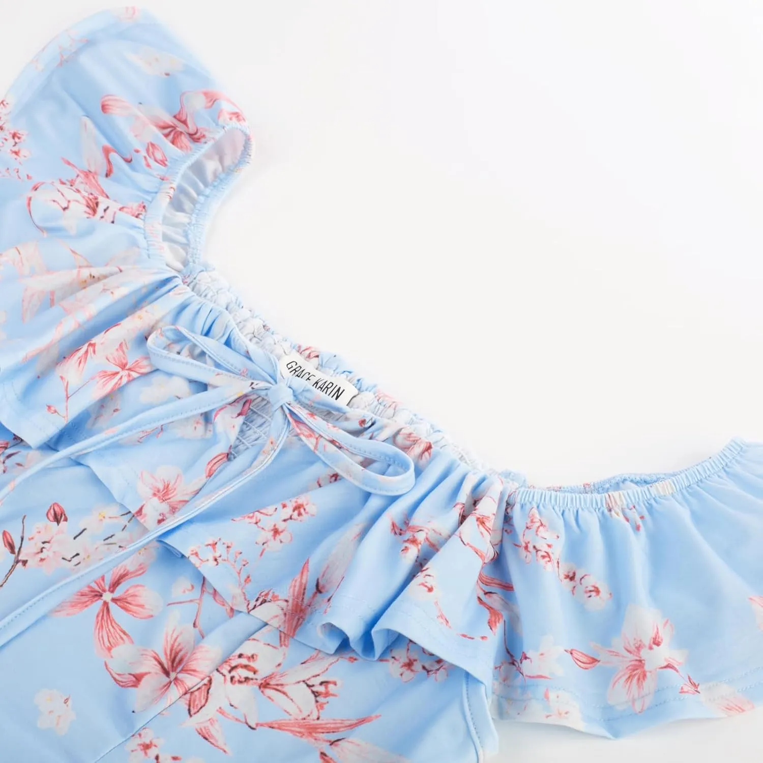 GRACE KARIN 2025 Womens Maxi Dresses Summer Off Shoulder Floral Dress Ruffle Split Beach Flowy Boho Wedding Guest Dress