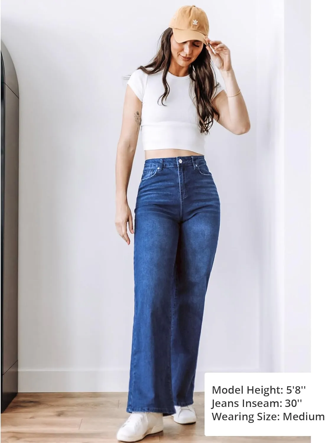 GRAPENT Wide Leg Jeans for Women Trendy High Waisted Stretchy Denim Pants 90s Baggy Jeans Trouser Jeans with Pockets