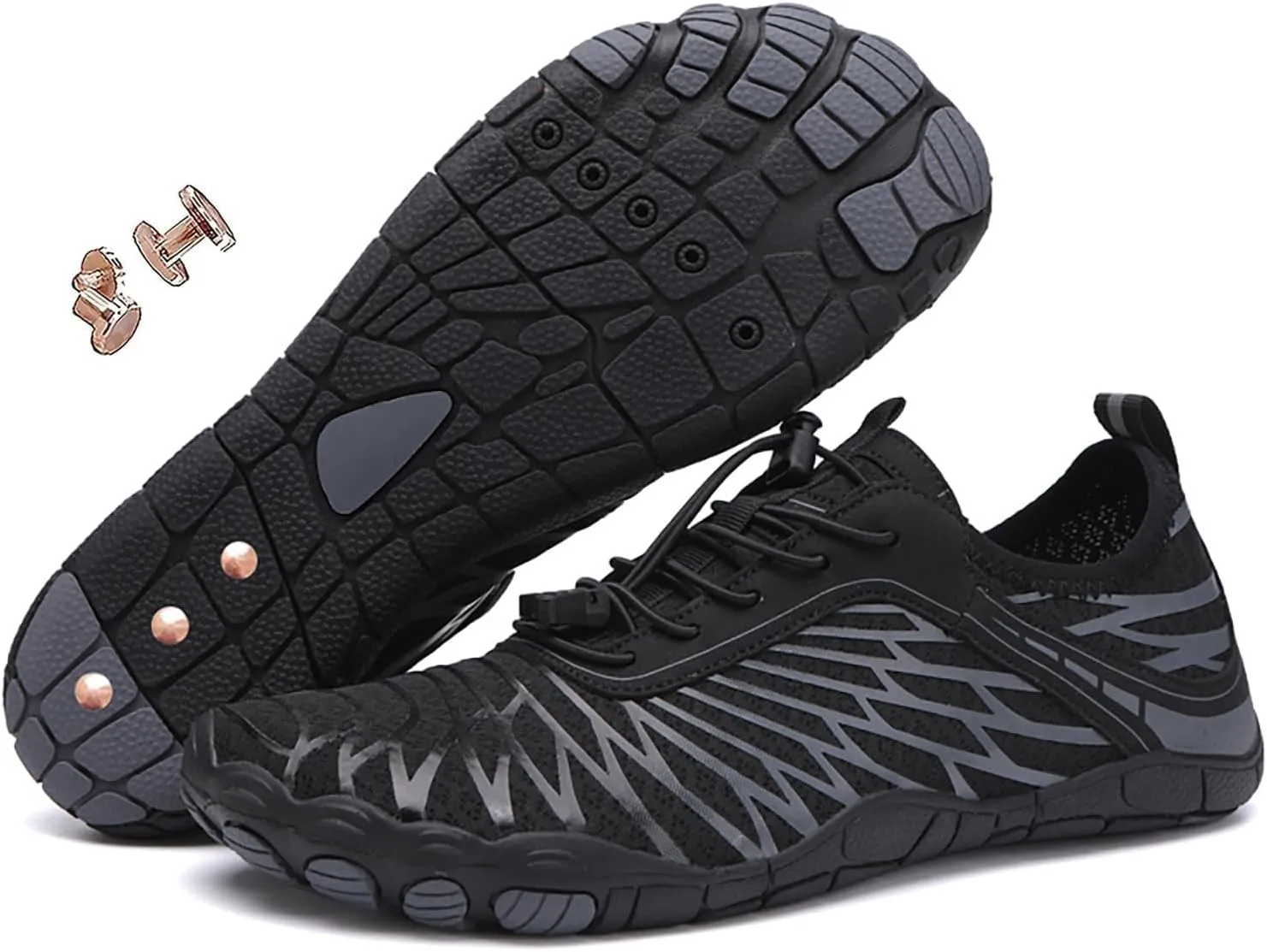 Grounding Shoes with Copper, Grounded Barefoot Footwear for Women Men, Hike Barefoot Footwear Outdoor Waterproof Non-Slip