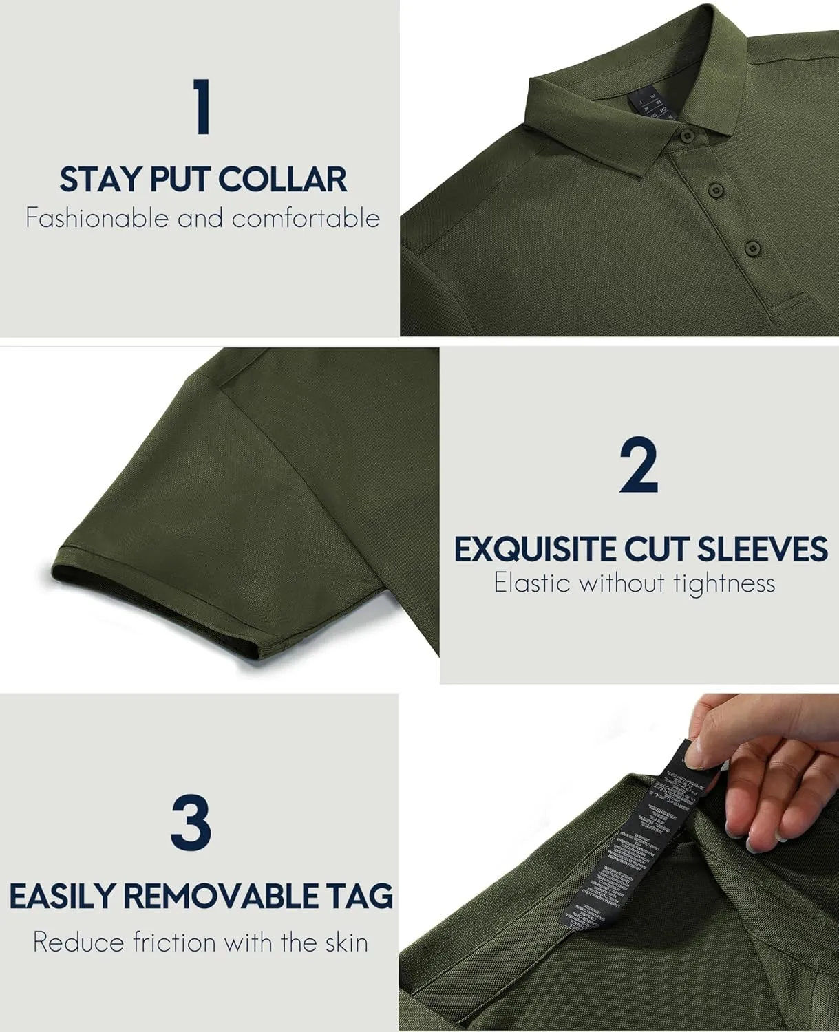 Haimont Mens Polo Shirts Dry Fit Performance Collared Shirts Short Sleeve Casual Moisture Wicking Shirts