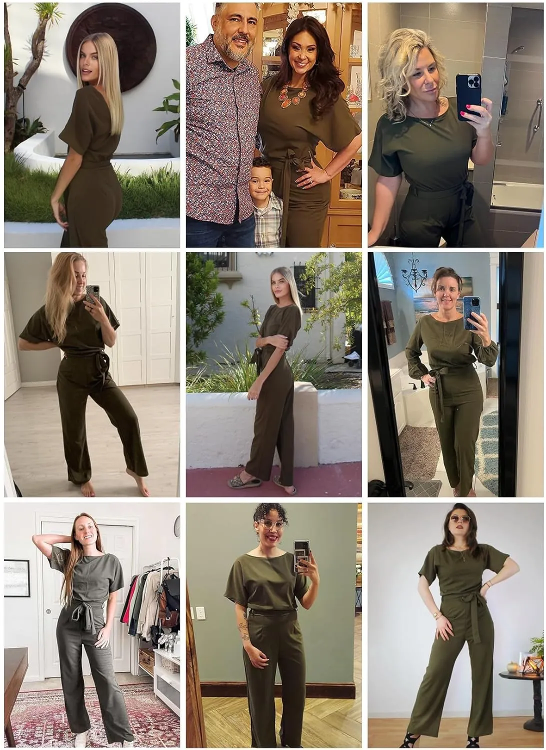 Happy Sailed Womens Loose Short Sleeve Belted Wide Leg Pant Romper Jumpsuit Business Casual One Piece Outfits