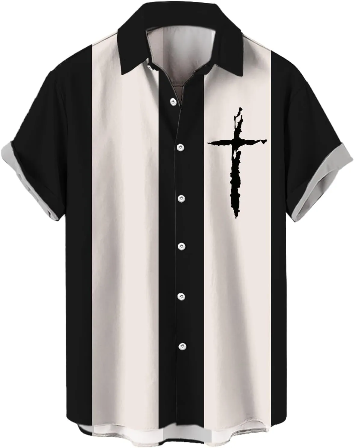 Hawaiian Shirt for Men Summer Stylish Color Block Striped Tropical Shirts Short Sleeve Button Down Beach Vacation Top