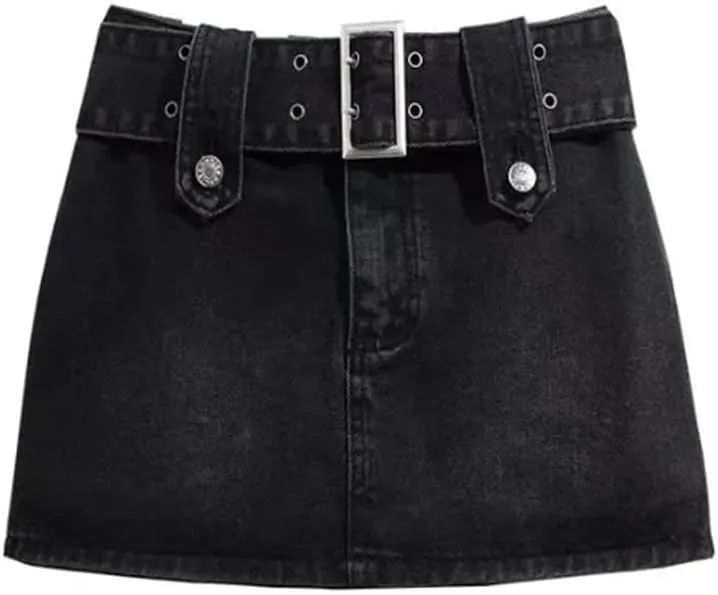 High Waisted Spicy Girl Skirt, Denim A-line Skirt, Short Stature, Slimming and Hip Hugging Skirt
