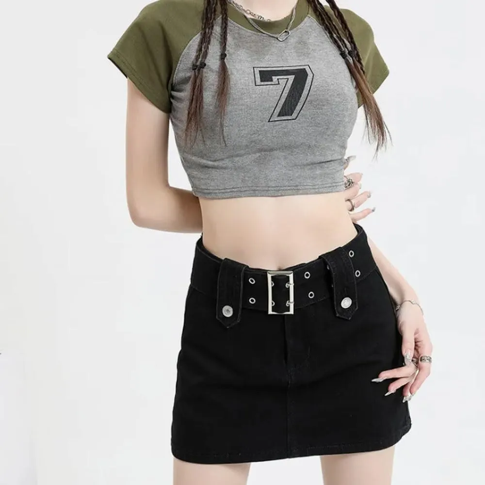 High Waisted Spicy Girl Skirt, Denim A-line Skirt, Short Stature, Slimming and Hip Hugging Skirt