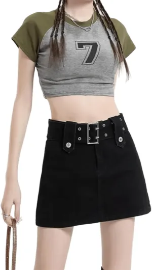 High Waisted Spicy Girl Skirt, Denim A-line Skirt, Short Stature, Slimming and Hip Hugging Skirt
