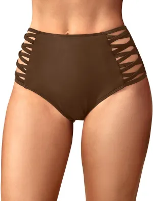 Holipick Women High Waisted Bikini Bottoms Tummy Control Swimsuit Bottoms Strappy Swim Bottom