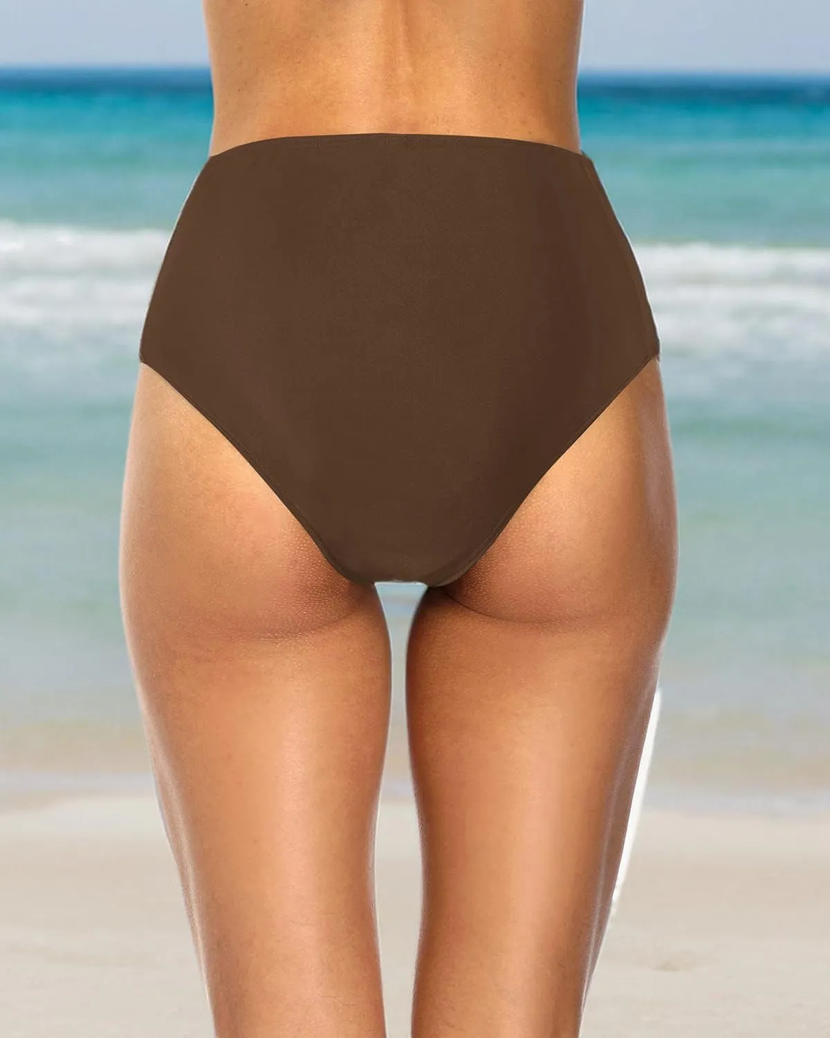 Holipick Women High Waisted Bikini Bottoms Tummy Control Swimsuit Bottoms Strappy Swim Bottom