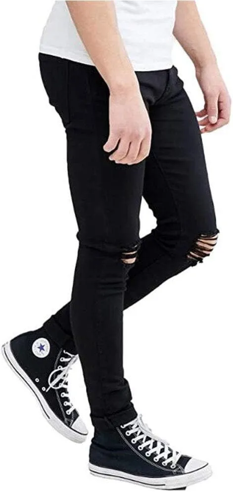 HUNGSON Men's Ripped Skinny Jeans Stretchy Slim Fit Jeans Pants for Men