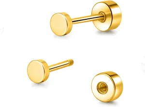 Hypoallergenic Titanium Screw Back Flat Back Dot Stud Earrings 3mm-5mm Simple Classic Helix Tragus Cartilage Earlobe Stud Earrings for Women Men