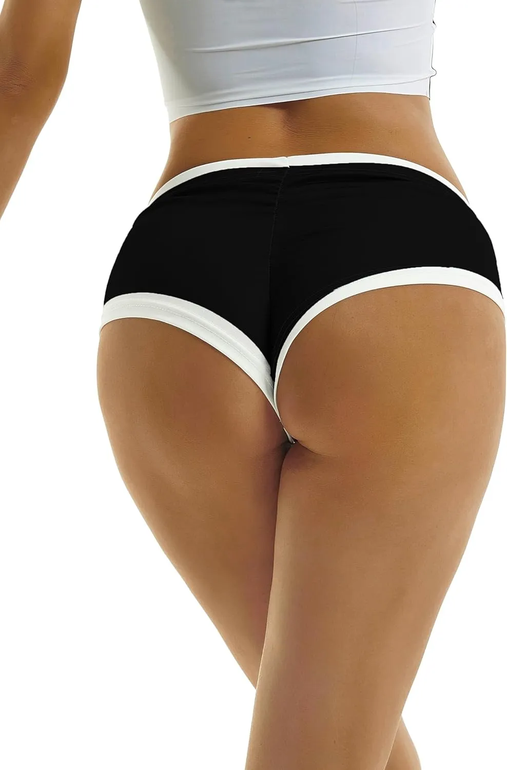 HYTENSUN Women's Cheeky Bikini Bottoms Ruched Colorblock High Waisted Sexy Brazilian Cut Swim Bottoms