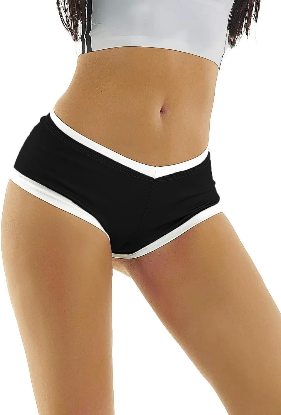 HYTENSUN Women's Cheeky Bikini Bottoms Ruched Colorblock High Waisted Sexy Brazilian Cut Swim Bottoms