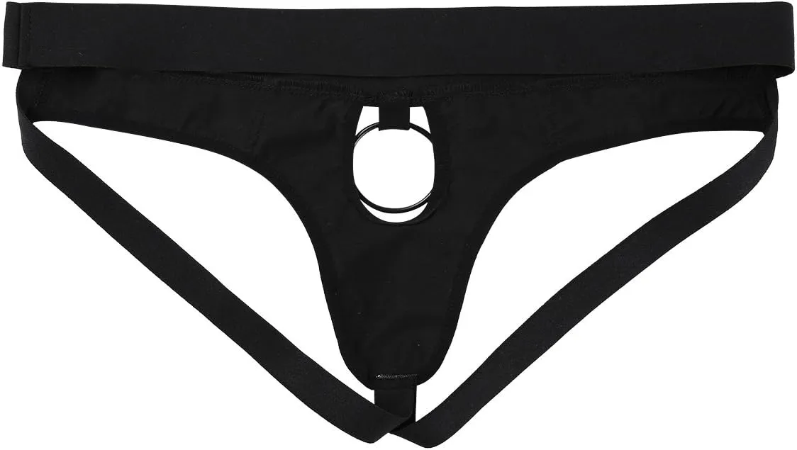 iEFiEL Mens Faux Leather Bikini Briefs Jockstrap Underwear Underpants with Penis Hole O-Rings