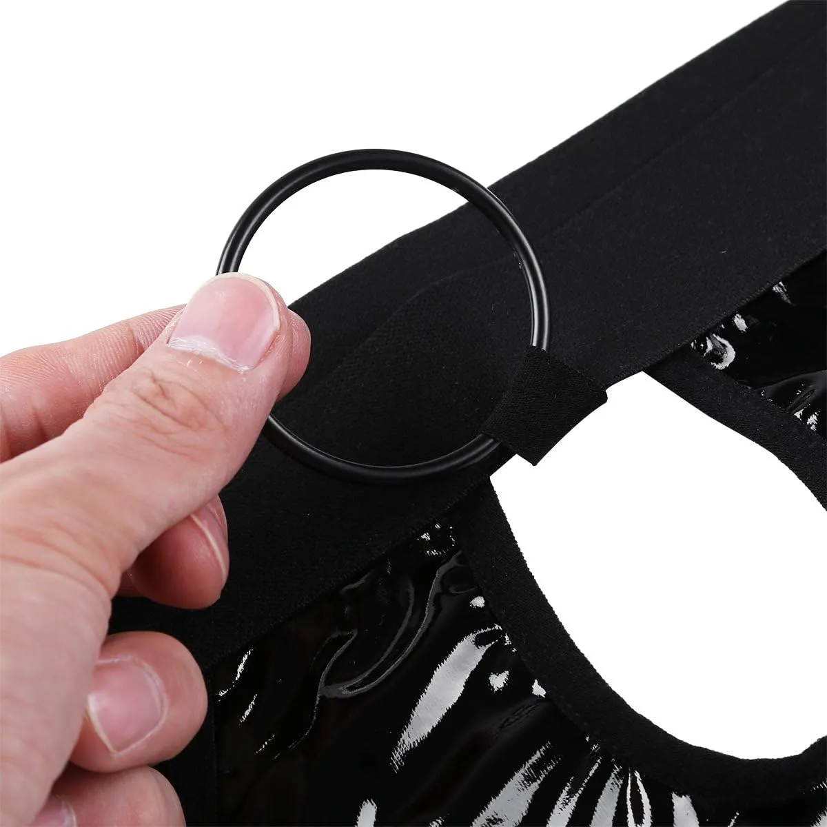 iEFiEL Mens Faux Leather Bikini Briefs Jockstrap Underwear Underpants with Penis Hole O-Rings
