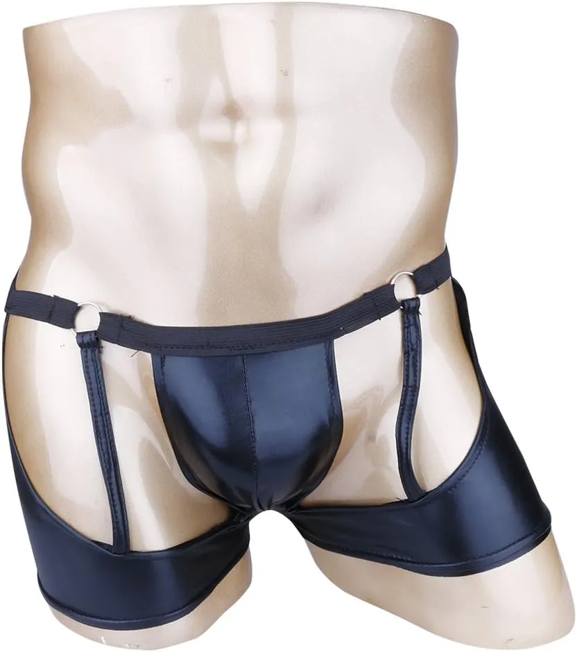 iEFiEL Men's Trunk Underwear Patent Leather Jockstraps Boxers Briefs Underpants