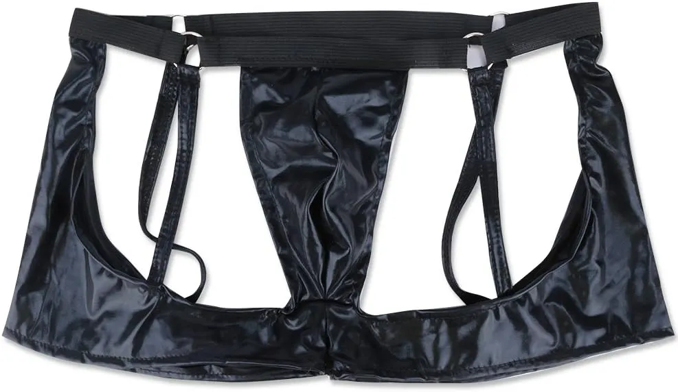 iEFiEL Men's Trunk Underwear Patent Leather Jockstraps Boxers Briefs Underpants
