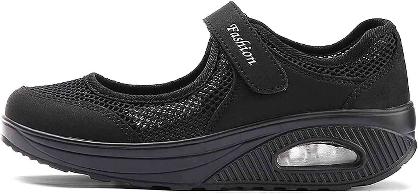 ihinzry Women's Mesh Air Cushion Nurse Shoes Comfortable Casual Wedges Walking Shoes Non-Slip Fashion Breathable Sneakers
