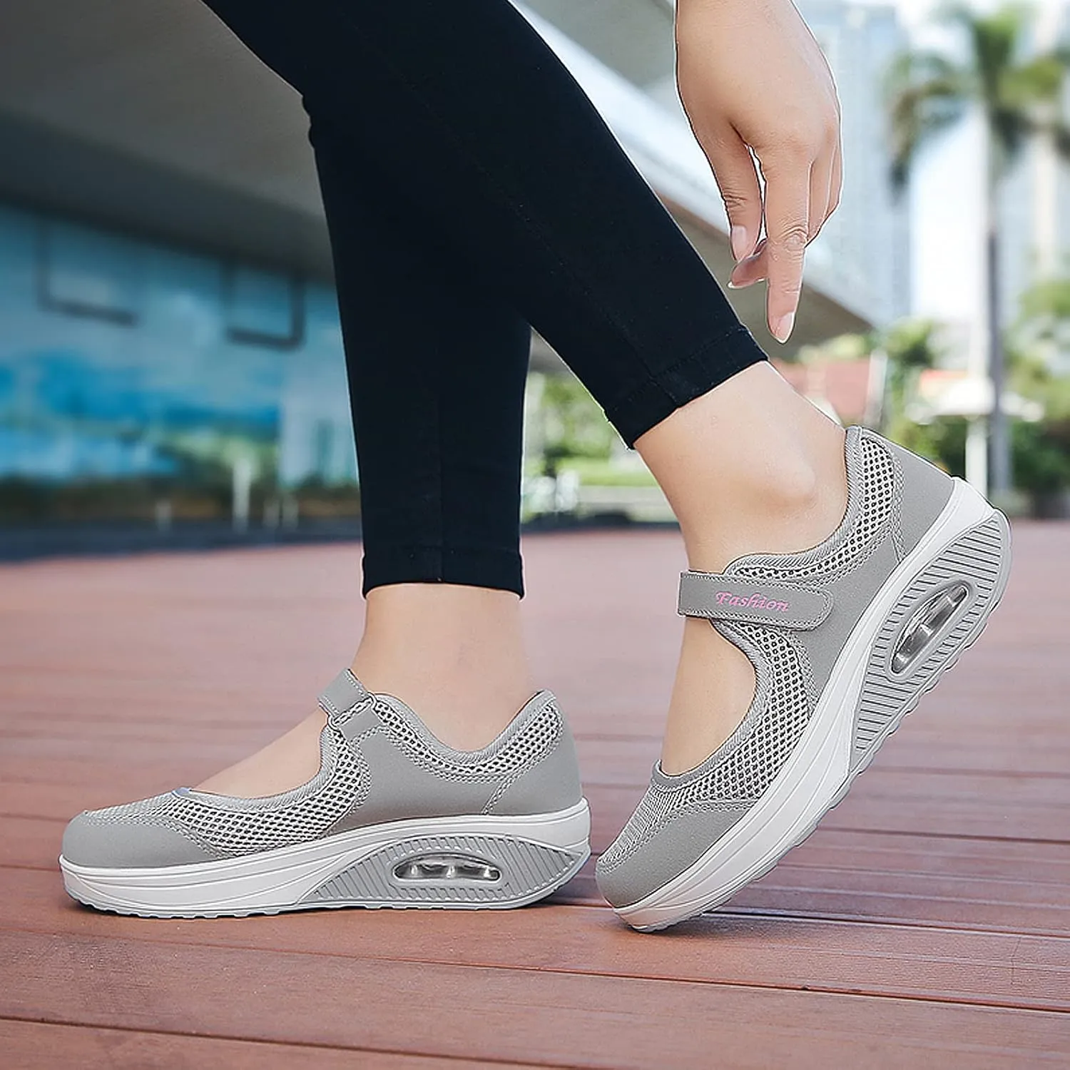 ihinzry Women's Mesh Air Cushion Nurse Shoes Comfortable Casual Wedges Walking Shoes Non-Slip Fashion Breathable Sneakers