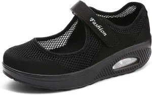 ihinzry Women's Mesh Air Cushion Nurse Shoes Comfortable Casual Wedges Walking Shoes Non-Slip Fashion Breathable Sneakers