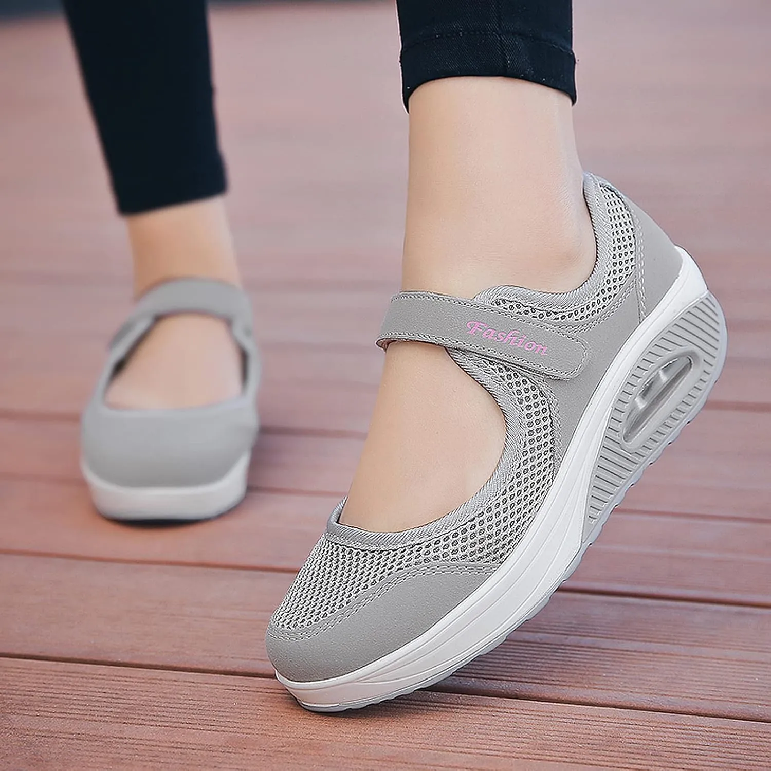 ihinzry Women's Mesh Air Cushion Nurse Shoes Comfortable Casual Wedges Walking Shoes Non-Slip Fashion Breathable Sneakers