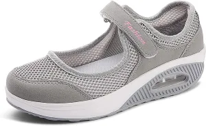 ihinzry Women's Mesh Air Cushion Nurse Shoes Comfortable Casual Wedges Walking Shoes Non-Slip Fashion Breathable Sneakers