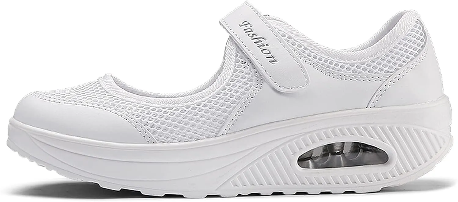 ihinzry Women's Mesh Air Cushion Nurse Shoes Comfortable Casual Wedges Walking Shoes Non-Slip Fashion Breathable Sneakers