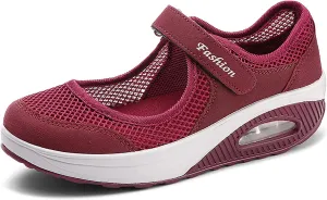 ihinzry Women's Mesh Air Cushion Nurse Shoes Comfortable Casual Wedges Walking Shoes Non-Slip Fashion Breathable Sneakers